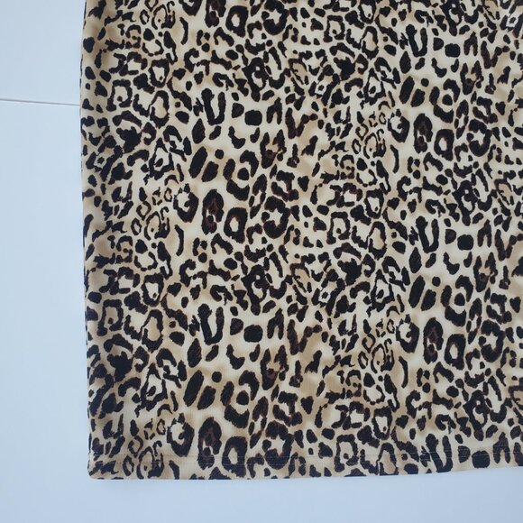 Leopard Animal Print Pencil Skirt Scuba Bodycon Skirt Knee Length size Large - Picture 2 of 4